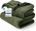Bedsure GentleSoft Fleece Throw XL Blanket Olive Green by BEDSURE