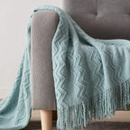 BOURINA Aqua Throw Blanket 60x80 Inches Throw Textured Solid Soft Sofa Throw - Image 3