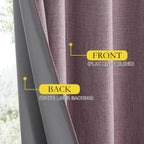 NICETOWN Chaise Mauve Vintage Linen 100% Blackout Curtains - Image 6