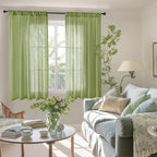 BGment Green Linen Curtains 45 Inch Length - Image 2