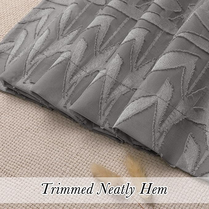Lecloud Leia Living Room Charcoal Grey Sheer Curtains 45 Inches Length 2 Panels - Image 8