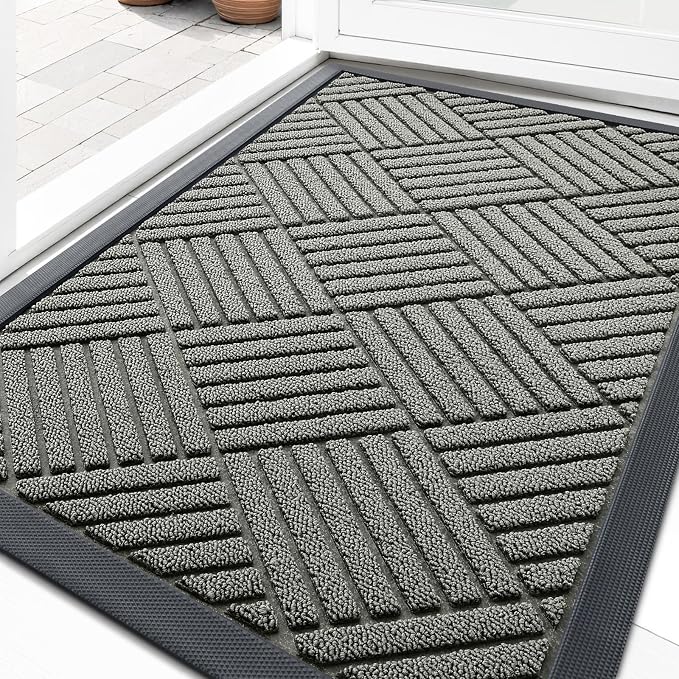 OLANLY Front Door Mat Outside Entrance 35x23, Heavy Duty Sturdy Natural Rubber by OLANLY