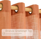 LAMIT Burnt Orange Sheer Linen Curtains, 84 inch Light Filtering Semi Sheer - Image 4