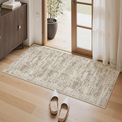 2x4 Washable Rugs for Kitchen, Powder Room Small Area Rug Non-Slip Vintage Low by Soalmost