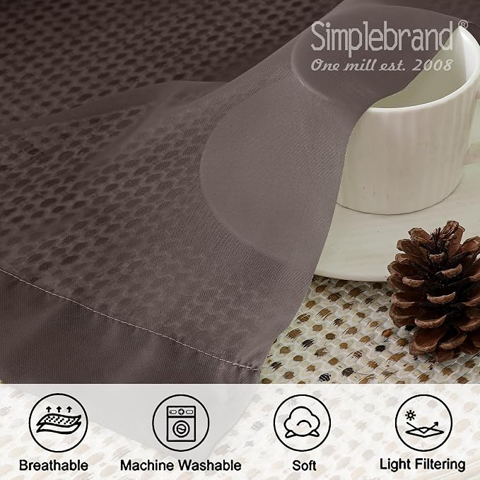 Simplebrand Chocolate Short Sheer Kitchen Curtains 36 Inch Length Tier Rod - Image 7