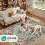 3x5 Area Rugs Living Room Rug: Washable Vintage Distressed Floral Rug No Slip - Image 8