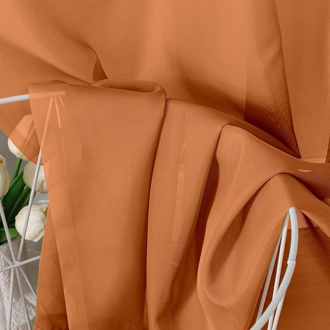 Aiyufeng Orange Sheer Curtains 36 inches Long, Short Kitchen Window Treatment - Image 4