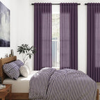 Nanspring Plum Linen Curtains 84 Inch Length 2 Panels Set - Image 7
