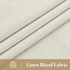 RYB HOME Cream White Linen Blackout Curtains, 100% Blackout Thermal Insulated - Image 2