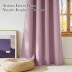 NICETOWN Pink Faux Linen Room Darkening Rod Pocket Curtains 63 inch Length - Image 3