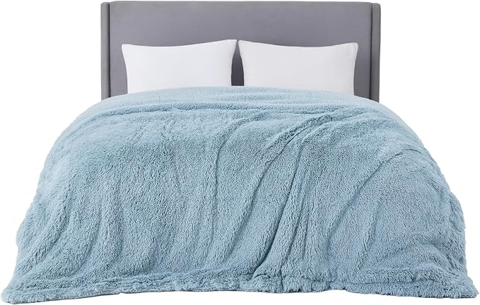 Bedsure GentleSoft Fluffy Light Blue Blankets Queen Size - Image 8