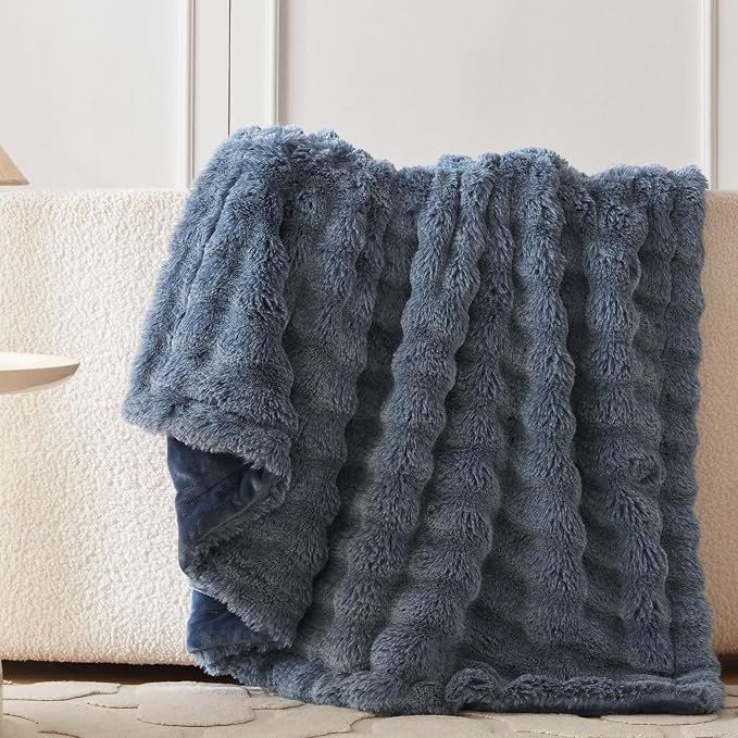 COOVA Faux Fur Throw Blanket for Couch, Cozy Soft and Fuzzy Plush Rabbit Fur - Image 4