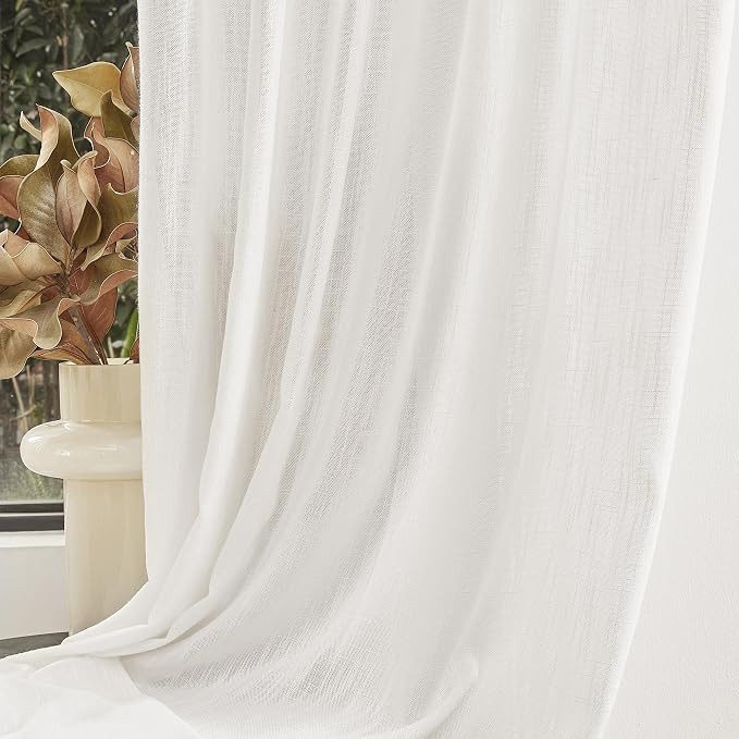 MYSKY HOME Curtains 63 Inch Length 2 Panels, Boho Curtains Sheer Light Soften - Image 7