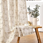 Lazzzy 90 Inch Curtain for Living Room Taupe Floral Drapes Linen for Bedroom - Image 8