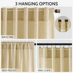 Nanspring Cream Yellow Curtains 120 Inches Long - Image 2