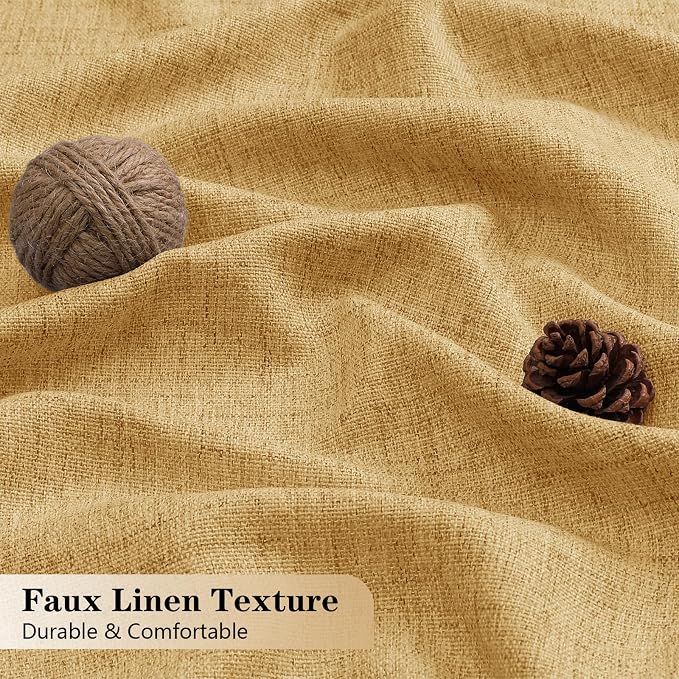 OVZME Valance for Windows, Light Filtering Faux Linen Textured Small Kitchen - Image 4
