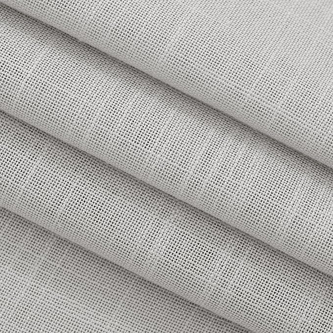 Linen Blend Grey Curtains for Living Room Back Tab Modern Farmhouse Semi Sheer - Image 6