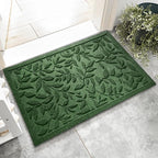 Green Leaves Outdoor Indoor Entrance Door mat, Absorbent Durable Heavy Duty by VivaNest