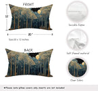 Rustic William Morris Night Forest Green Moon Decor Pillow Covers 12x20 Set of 2 - Image 2