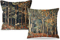 Rustic William Morris Inspired Autumn Forest Decor Throw Pillow Covers 18x18 by Unknown
