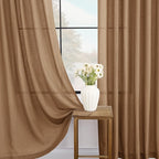 Brown Curtains for Living Room Back Tab Modern Farmhouse Semi Sheer Curtains 90 - Image 4