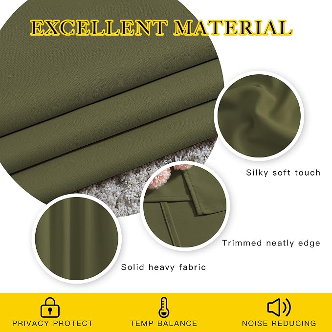 NICETOWN Olive Curtains 96 inches Long, Grommet Thermal Insulated Room - Image 4