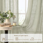 LAMIT Short Linen Curtains 48 Inch Length 2 Panels, Semi Sheer Light Filtering - Image 9