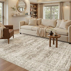 5x7 Area Rugs Brown Low Pile Indoor Washable Trendy Faded Style Rugs - Image 2