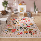 Rugcomf Living Room Rug 6x9 Rug Machine Washable Boho Area Rug Non Slip Floral by Rugcomf