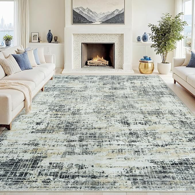 8x10 Area Rugs for Living Room Washable Rug: Anti-Skid Abstract Modern Living by Crority