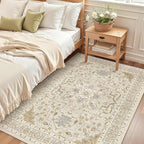 Madane Area Rug 4x6 Washable Rugs: Vintage Living Room Rug Soft Low Pile Non - Image 4