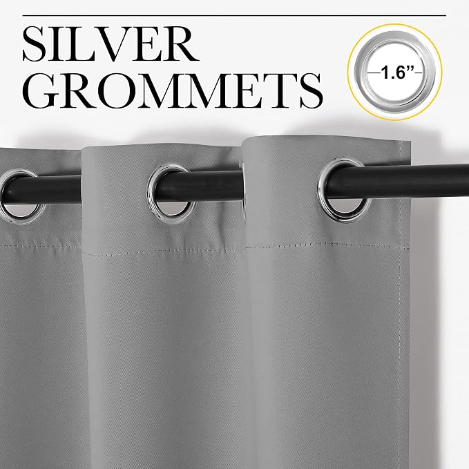 NICETOWN Silver Grey Room Darkening Curtain Panels 120" Long - Image 3