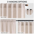Nanspring Natural White Linen Curtains 84 Inch Length - Image 2
