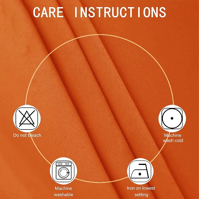 LEMOMO Orange Blackout Curtains 42 x 63 Inch Length/Set of 2 Curtain - Image 3