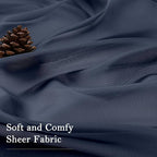 Lecloud Navy Blue Sheer Curtains 63 Inch Length 2 Panels, Rod Pockets Window - Image 5