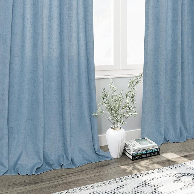 Blue Linen Curtains 96 inches Long - Image 6