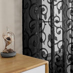 OWENIE Furman Black Sheer Curtains 84 inches Long - Image 3