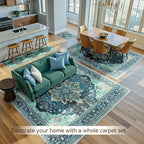 Area Rugs 8'x10' Washable Non-Slip, Floral Vintage Distress Print Pattern - Image 4
