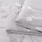 HOMEIDEAS Light Grey Sheer Curtains 52 X 84 Inches Length 2 Panels Embroidered - Image 5
