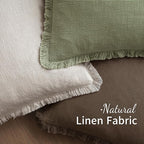 MIULEE Decorative Throw Pillow Covers Neutral Linen Fringe Throw Pillows Euro - Image 4