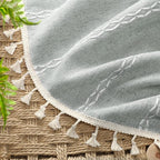 Teal Boho Blackout Curtains 72 Inches Long Light Green Linen Blend 2 Panels - Image 2