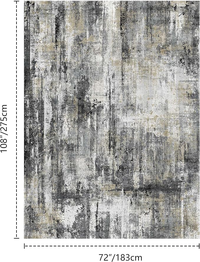 Latte&Fog 6x9 Area Rugs for Living Room Bedroom, Boho Non Slip Low Pile Carpet - Image 2