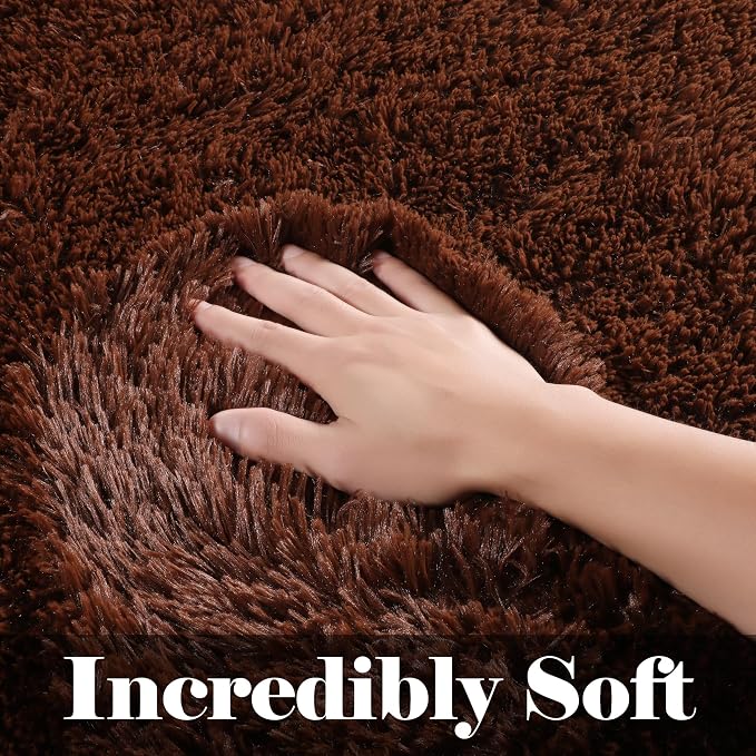 ONASAR Brown Area Rugs for Bedroom Living Room, Fluffy 4x6 Indoor Bedside Floor - Image 2