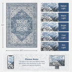 5x7 Area Rugs Living Room Rug: Washable Vintage Boho Medallion Rug No Slip - Image 2