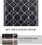 YIHOUSE Moroccan Rugs for Living Room, 8x10 Black and White Aztec Area Rug - Image 4