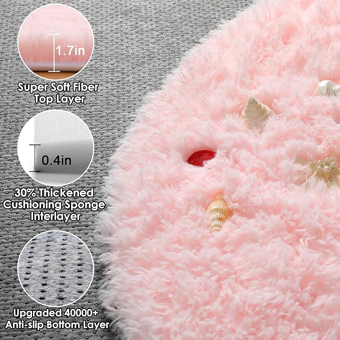 ONASAR Light Pink Round Area Rugs 2ft - Image 2