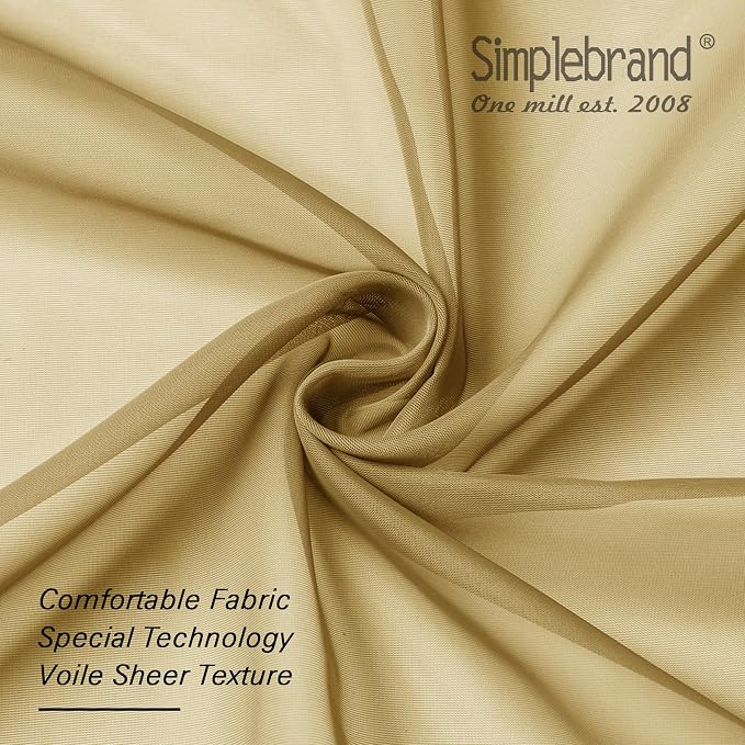 Simplebrand Gold Sheer Curtains 84 Inches Long 2 Panels, Light Filtering Rod - Image 6