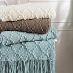BOURINA Brown Throw Blanket 50 x70 Inches Jacquard Argyle Throw Textured Solid - Image 6