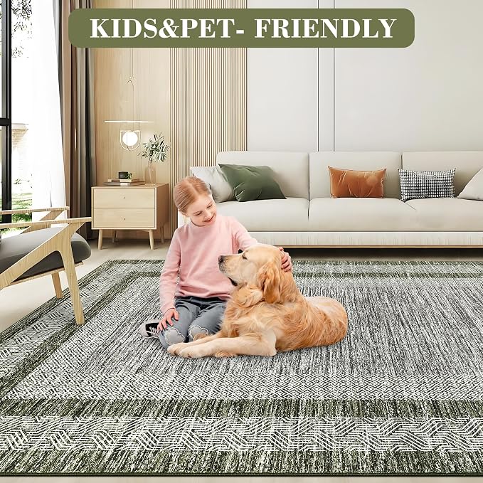 GarveeHome 10x13 Large Washable Geometric Area Rug Non Slip Non Shedding Floor - Image 5