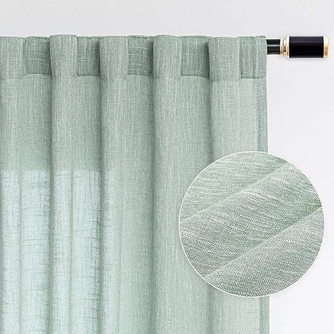 MYSKY HOME Semi Sheer Curtains for Bedroom, Kitchen Curtain Panels Cotton by MYSKYHOME